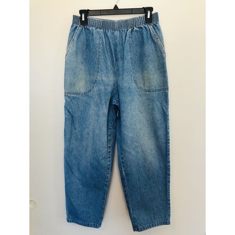 VTG Classic Elements Mom Blue Jeans Cropped 90s Y2K High Wasted Size 10 P Short